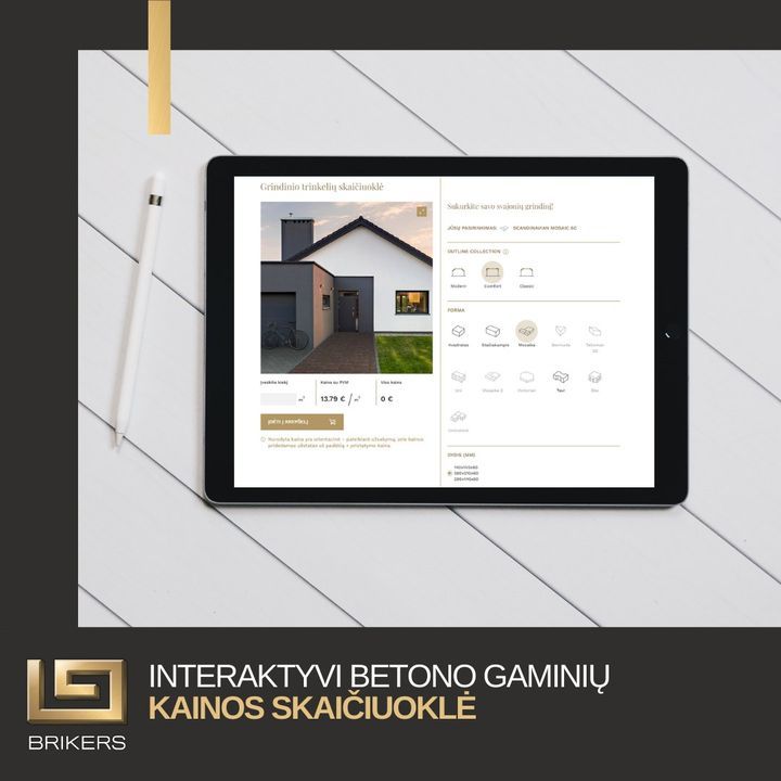 Ar jau išbandėte mūsų betono gaminių skaičiuoklę? Išbandykite šį interaktyvų įrankį – derinkite grindinio…